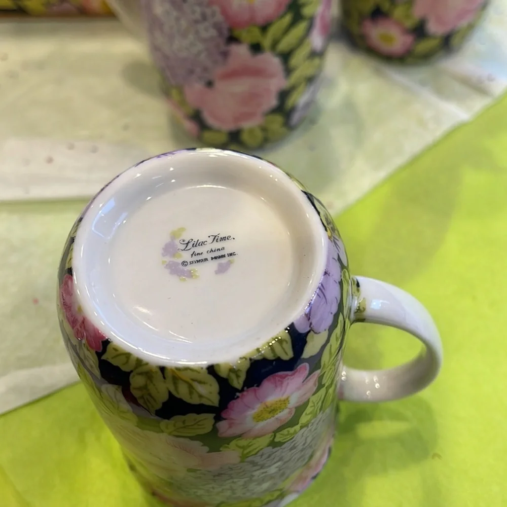 Made in Japan cups by Seymour Mann Inc, Lilac Time fine china, in original box.